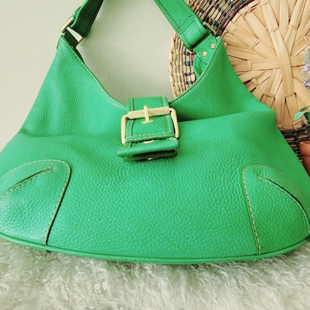 Rare Vintage Michael Kors hobo bag green leather Retro Y2k Round Purse